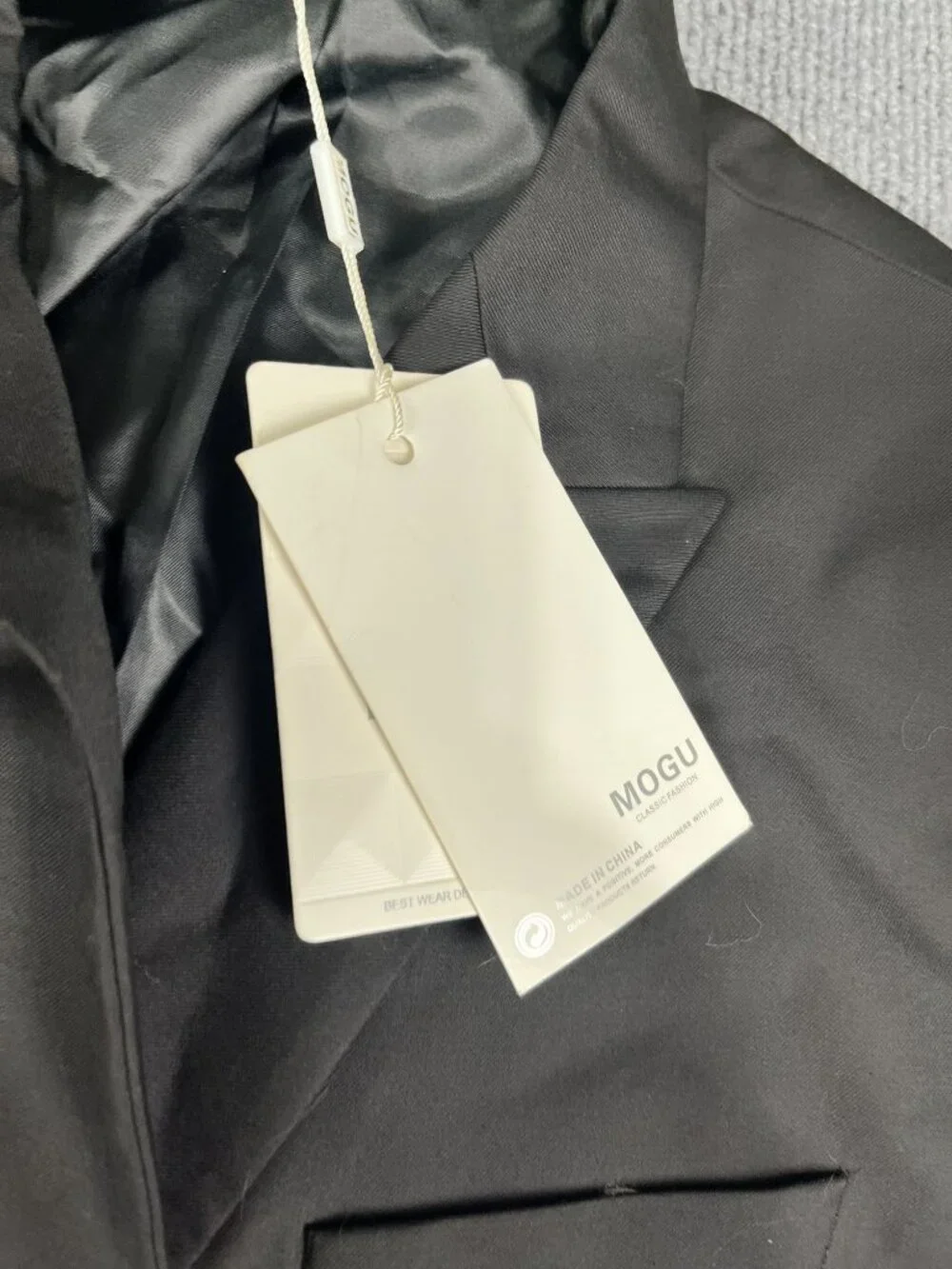 Mogu Mens Black Double-Breasted Blazer 42 NWT